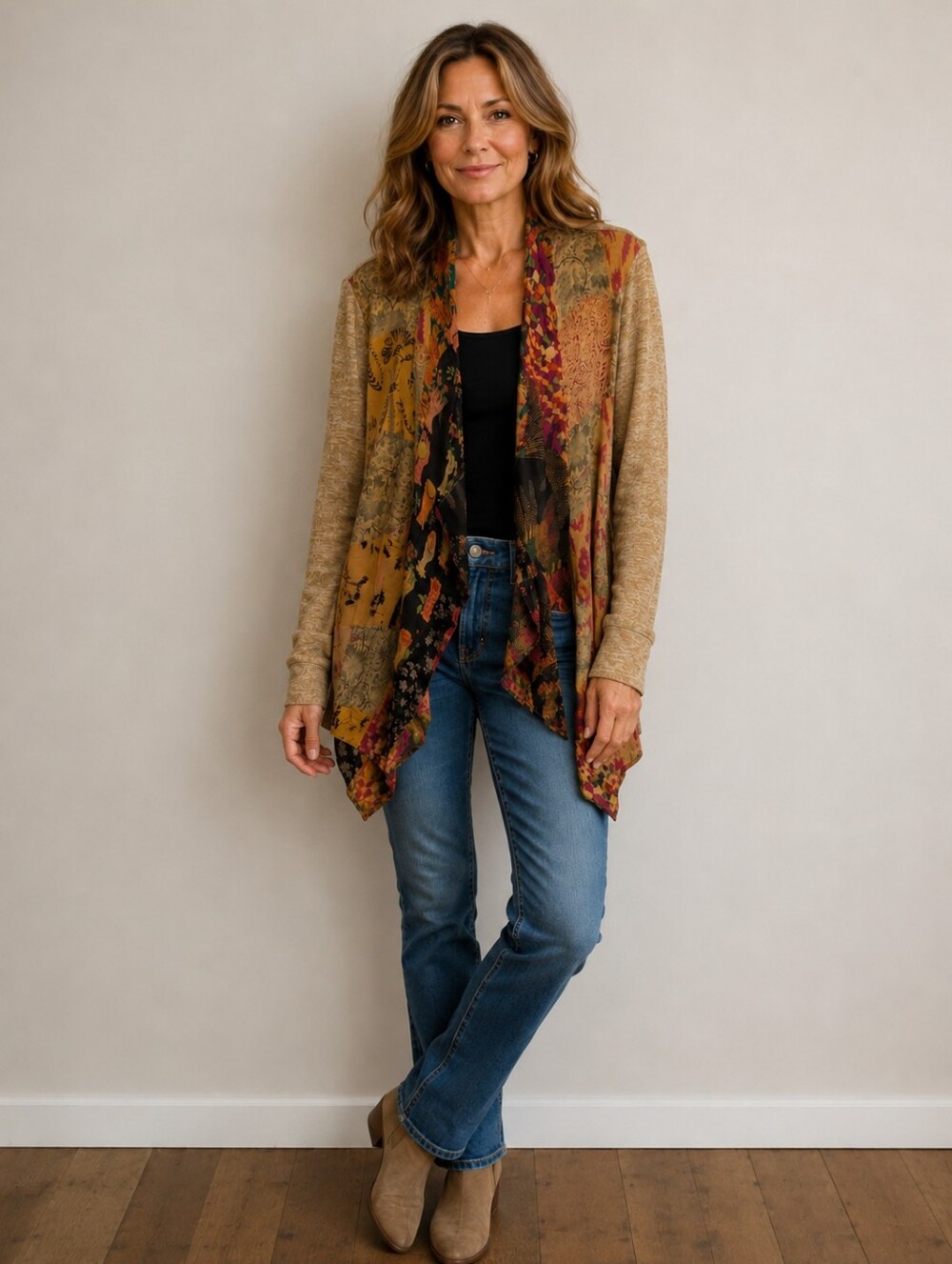 Young Threads Boho Patchwork Open Front Cardigan Sweater XL NWT